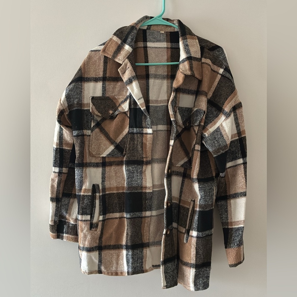 Plaid Women's Shacket in Black and Brown